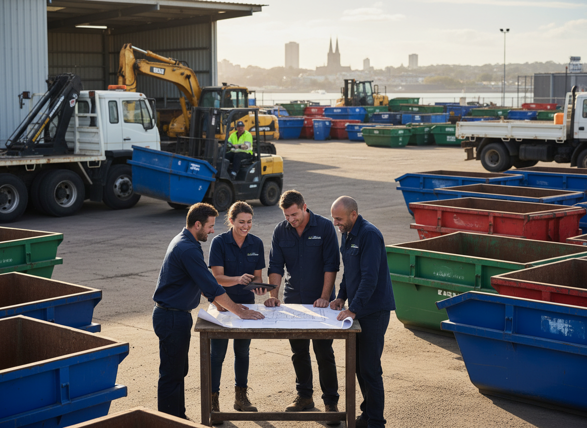 The Geelong Skip Bin Hire Pros team at work in Geelong